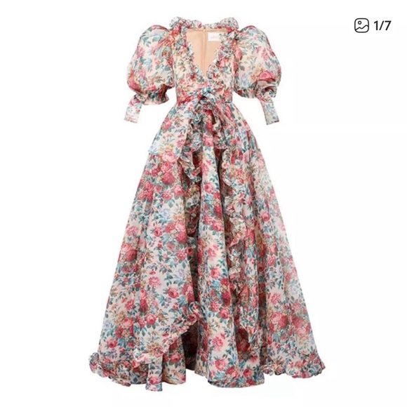 L-Appartement Marie Gown - Selkie - Floral Puff Sleeve Maxi Dress - Picture 1 of 2